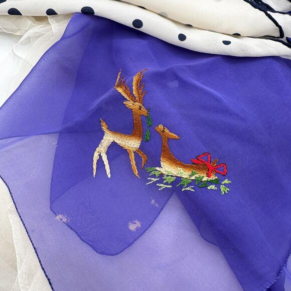 Vintage Silk Scarf Lot – Polka Dot, Plaid & Sheer 1950s–1970s Styles - Picture 11 of 12